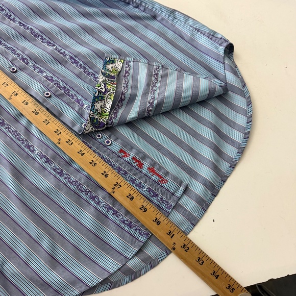 Robert Graham Designer Painters Flip Cuff Embroidered Dress Shirt Mens MEDIUM - Picture 8 of 8